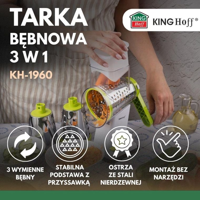 Kinghoff, tarka bębnowa do warzyw, sera, kh-1960