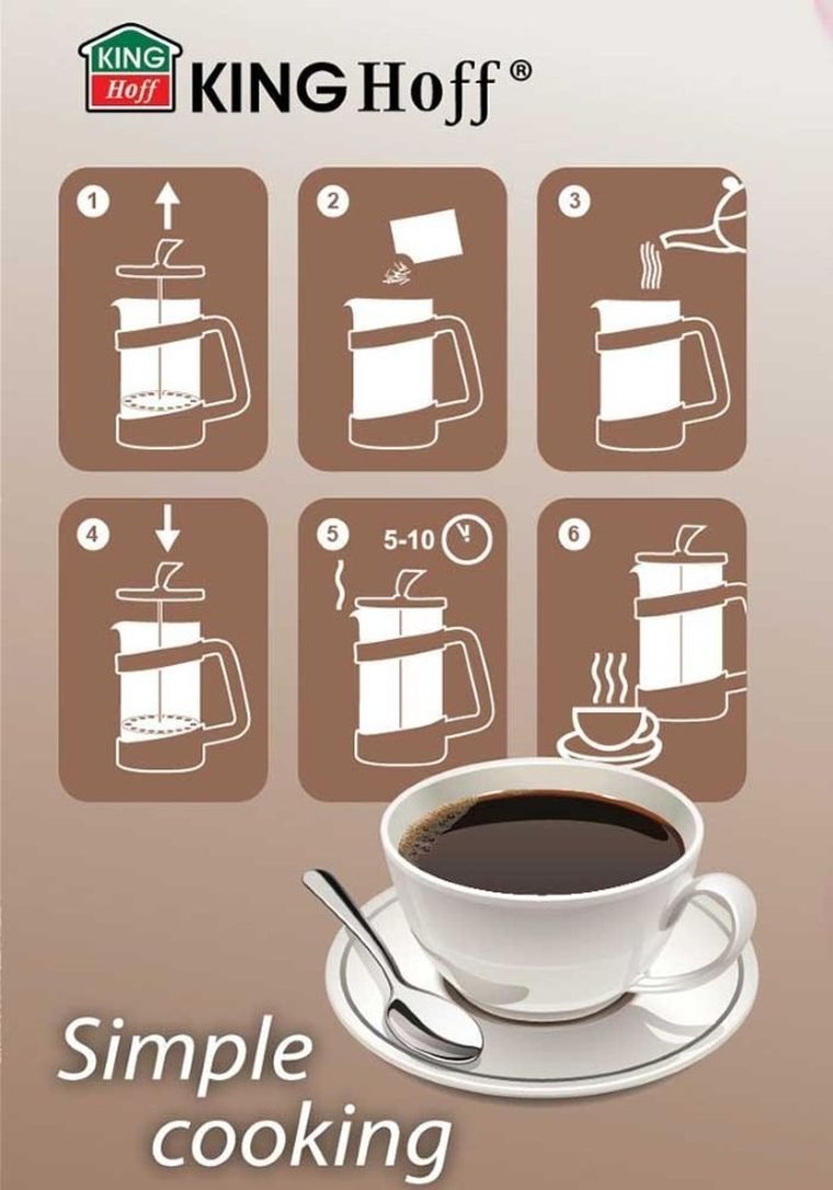 Kinghoff, zaparzacz do kawy i herbaty z dociskiem, 350 ml, KH-1397