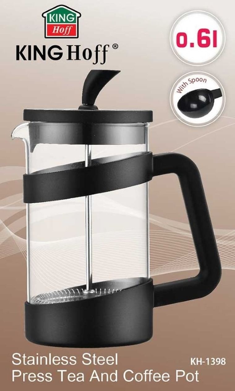 Kinghoff, zaparzacz do kawy i herbaty z dociskiem, 600 ml, KH-1398