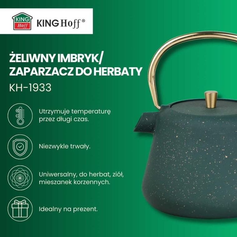 Kinghoff, zaparzacz żeliwny imbryk z filtrem, 1l