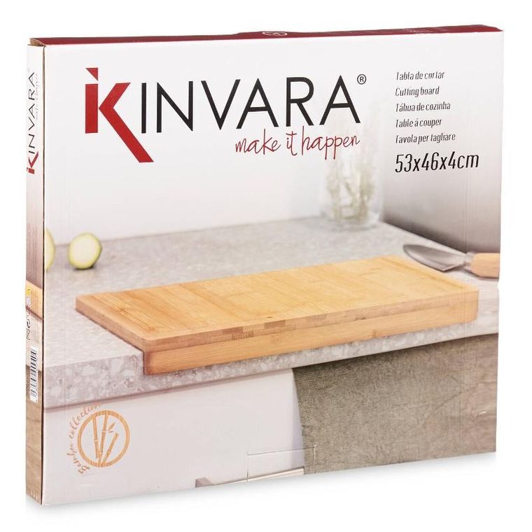 Kinvara, deska do krojenia bambusowa z rantem, 46-53-4,3 cm