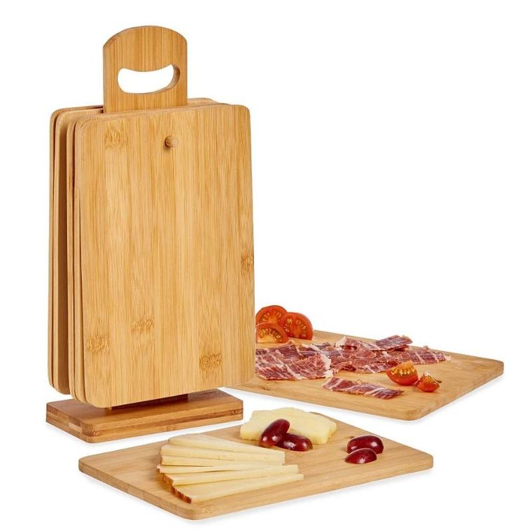 Kinvara, deski do krojenia bambusowe, na stojaku, 6 szt.