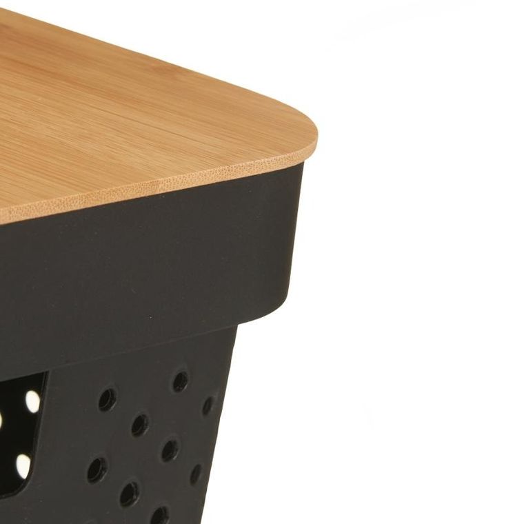 Kinvara, duży plastikowy pojemnik z bambusową pokrywą, 36-26-22 cm