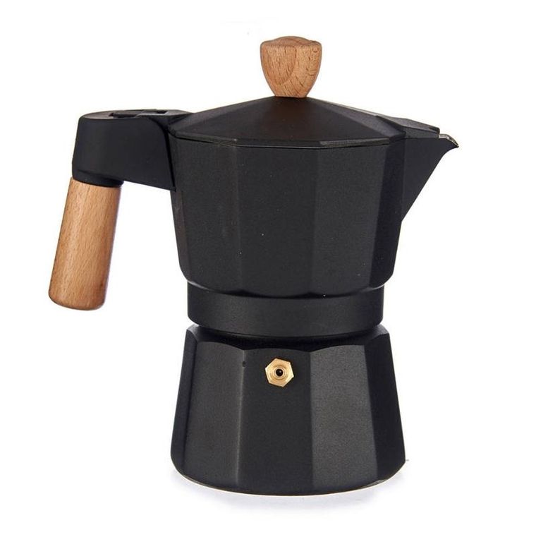 Kinvara, kawiarka aluminiowa z drewnianym uchwytem