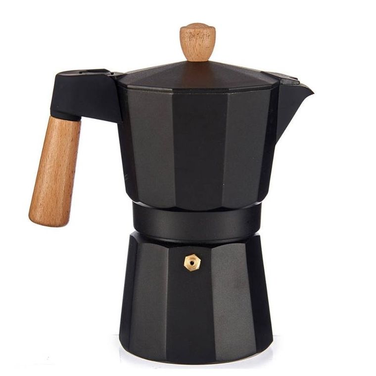 Kinvara, kawiarka aluminiowa z drewnianym uchwytem