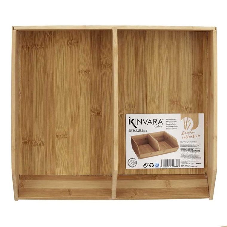 Kinvara, organizer bambusowy na biurko, dwie przegródki
