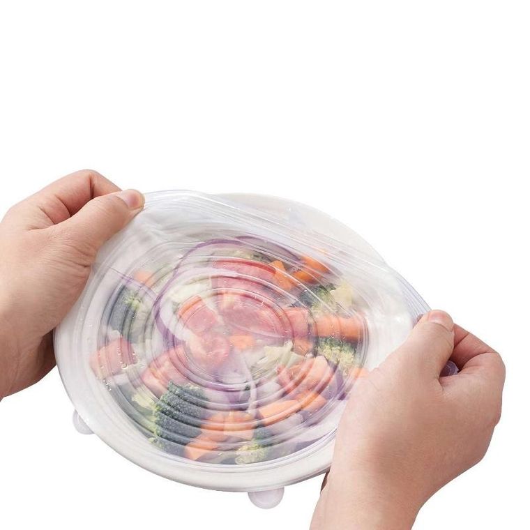 Kinvara, silikonowe osłonki na naczynia do lodówki, 6 sztuk