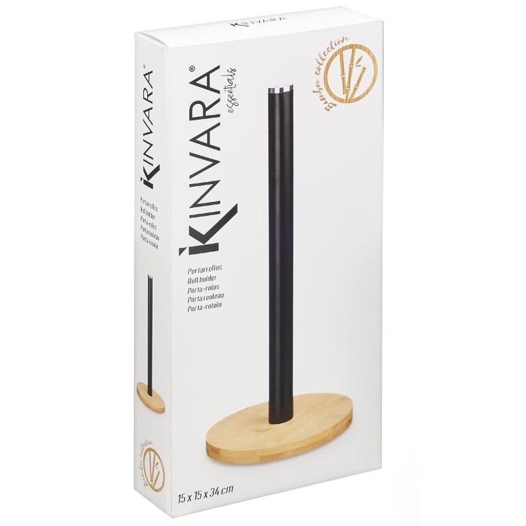 Kinvara, stojak na ręczniki papierowe, z bambusową podstawką, 34 cm