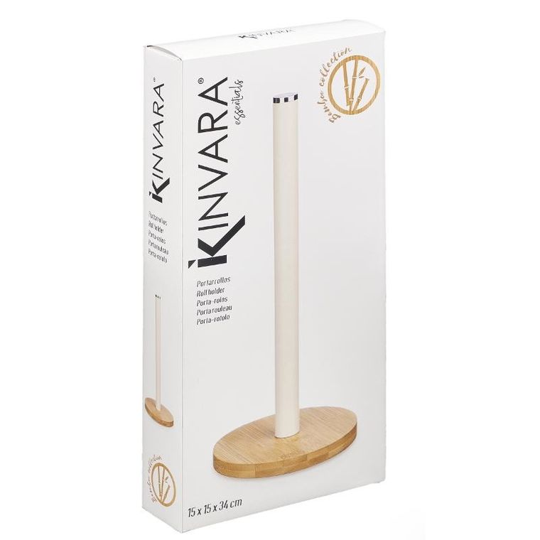 Kinvara, stojak na ręczniki papierowe z bambusową podstawką, 34 cm