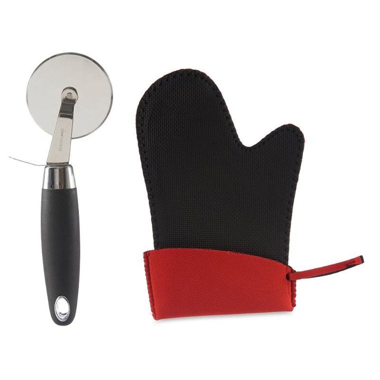 Kinvara, zestaw do pizzy: blaszka Ø 32 cm, nożyk do pizzy i rękawica