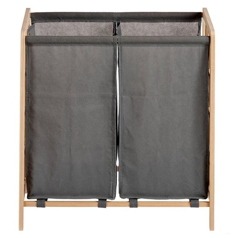 Kipit, kosz do szafy dwukomorowy, drewno + tkanina