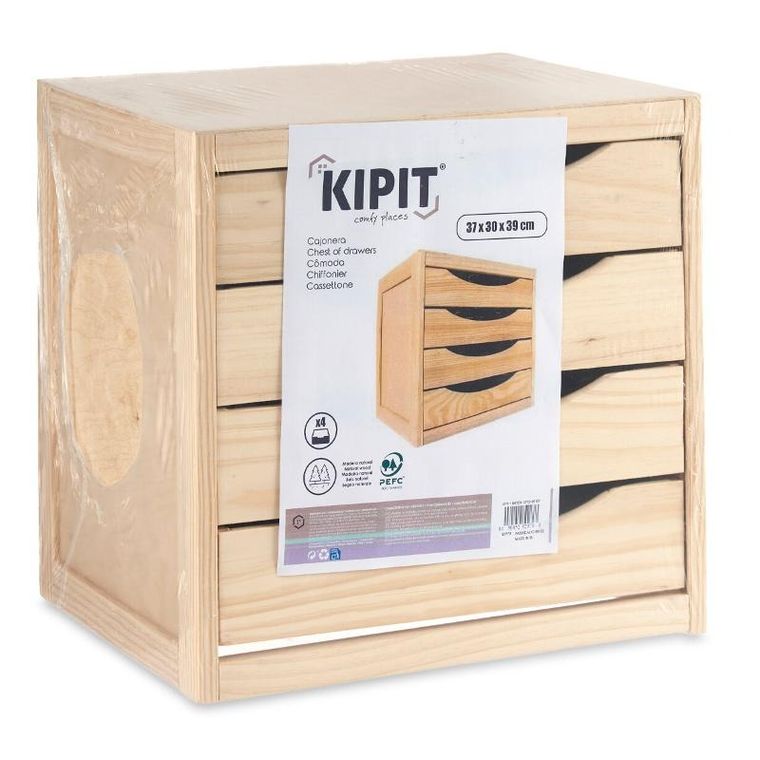 Kipit, organizer z szufladkami, drewniany, 38,5-30-37,4 cm