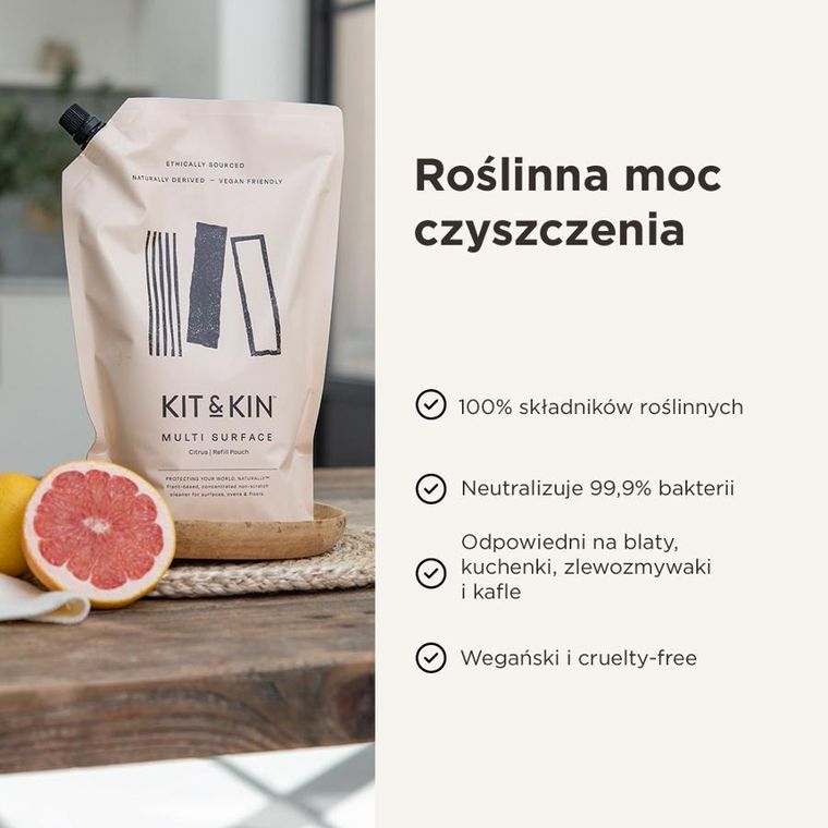 Kit & Kin, naturalny płyn do czyszczenia wszystkich powierzchni, 1l