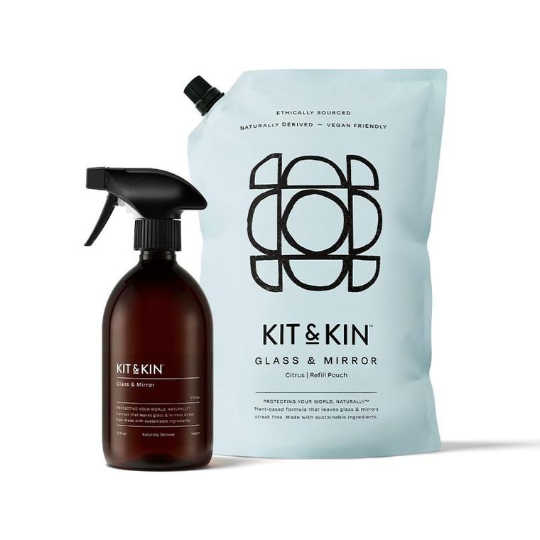 Kit & Kin, naturalny płyn do mycia szyb i luster, o zapachu grejpfruta, 1l