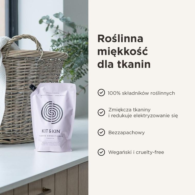 Kit & Kin, naturalny płyn do płukania tkanin, bezzapachowy, 1l