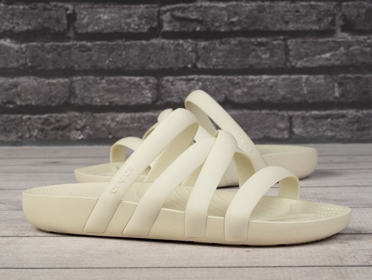 Klapki damskie, beżowe, Crocs Splash Strappy