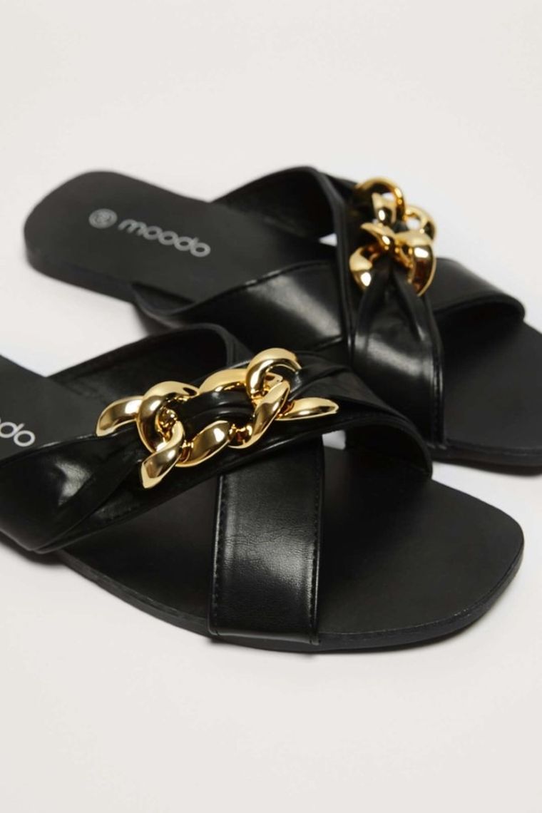 Klapki damskie, czarne, Moodo