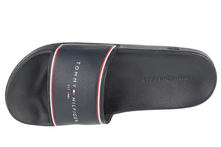 Klapki męskie, granatowe, Tommy Hilfiger Raised Pool Slide