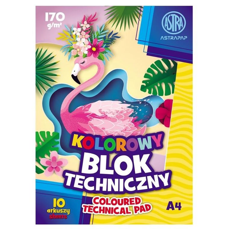 Klasa, blok szkolny, kolorowy, A4, 170g, 10 kartek