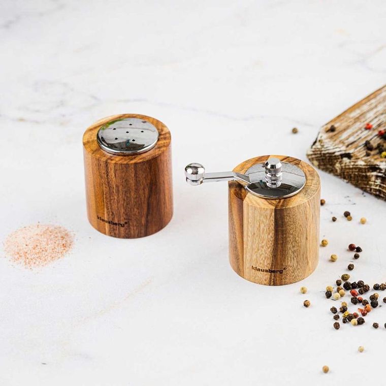 Klausberg, akacjowy młynek do pieprzu + solniczka, KB-7859
