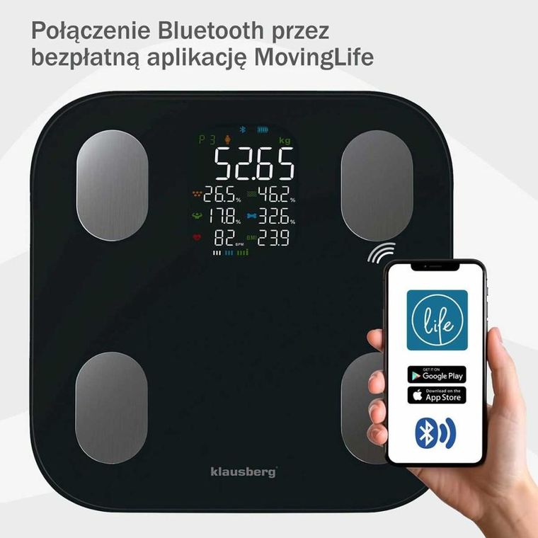 Klausberg, analityczna waga łazienkowa, smart ios android, kb-7854