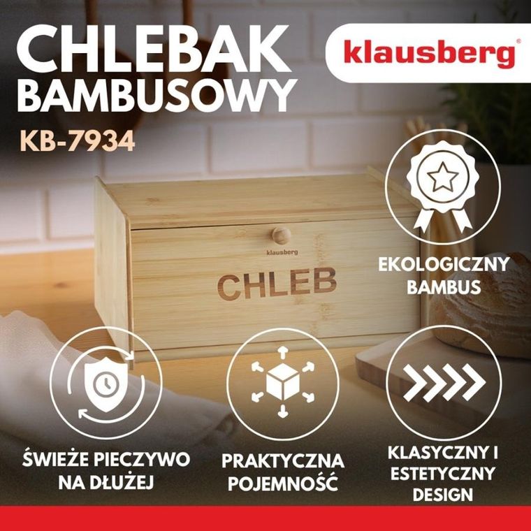 Klausberg, chlebak, pojemnik na pieczywo, bambusowy, kb-7934
