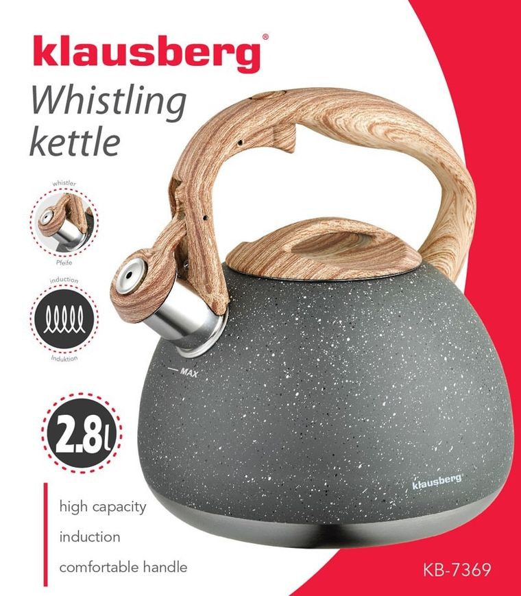 Klausberg, czajnik stalowy, 2.8l, wood line