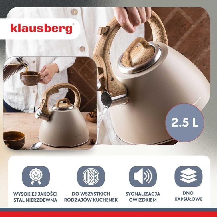 Klausberg, czajnik stalowy z gwizdkiem, 2,5l, kb-7954