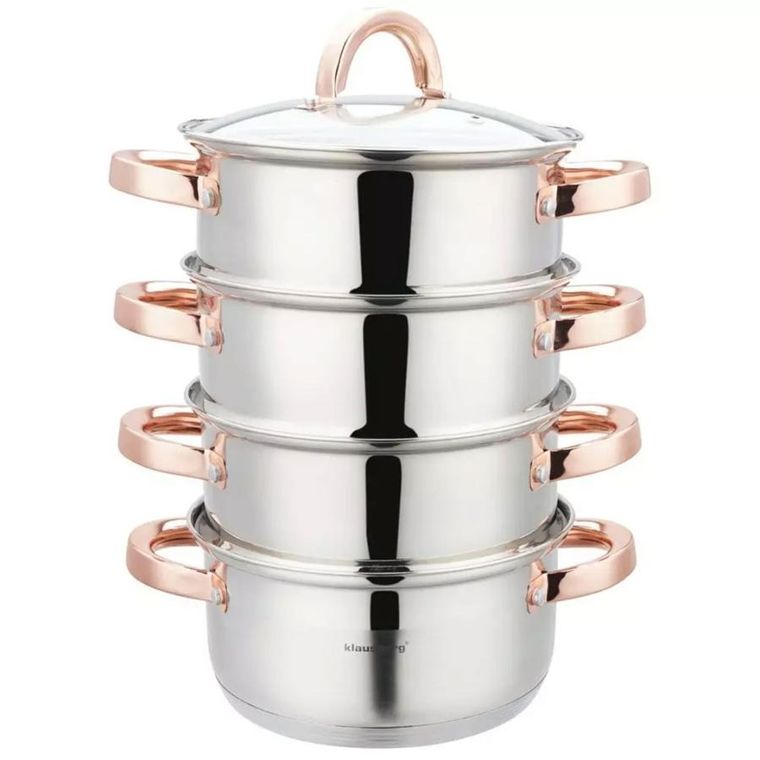 Klausberg, garnek na parę, rose gold, 18 cm, 5 elementów