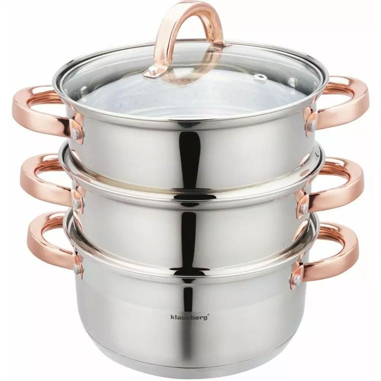 Klausberg, garnek na parę, rose gold, 20 cm, 3 elementy
