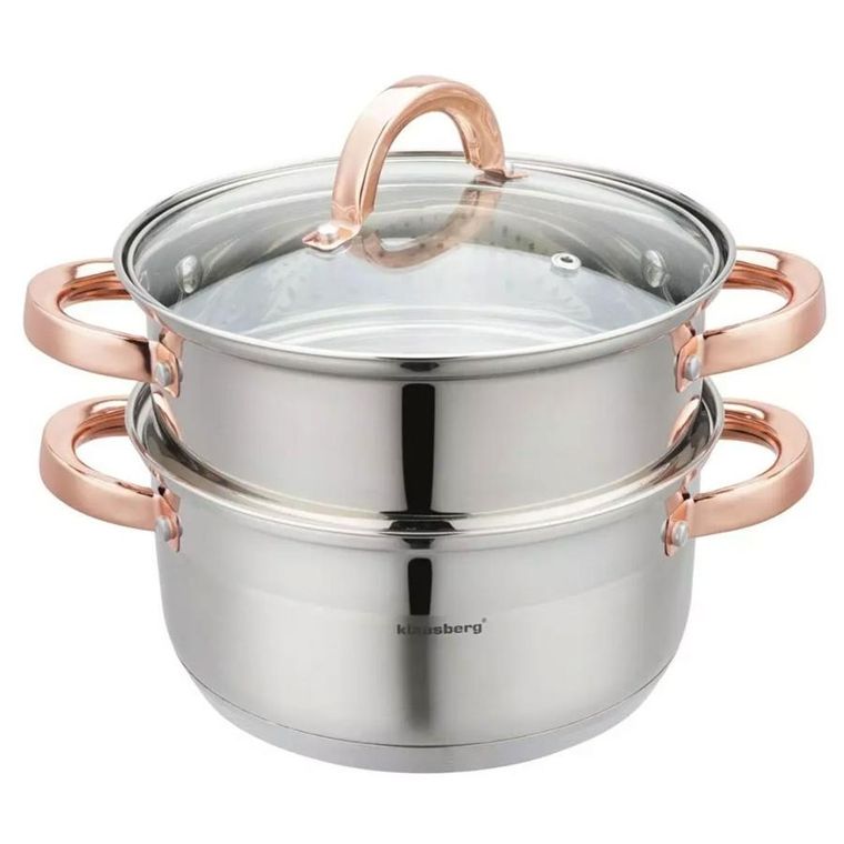 Klausberg, garnek na parę, rose gold, 20 cm, 3 elementy
