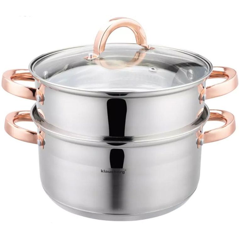 Klausberg, garnek na parę, rose gold, 22 cm, 3 elementy