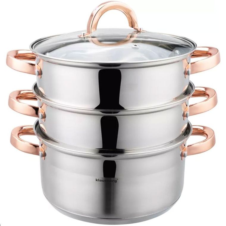 Klausberg, garnek na parę, rose gold, 24 cm, 4 elementy