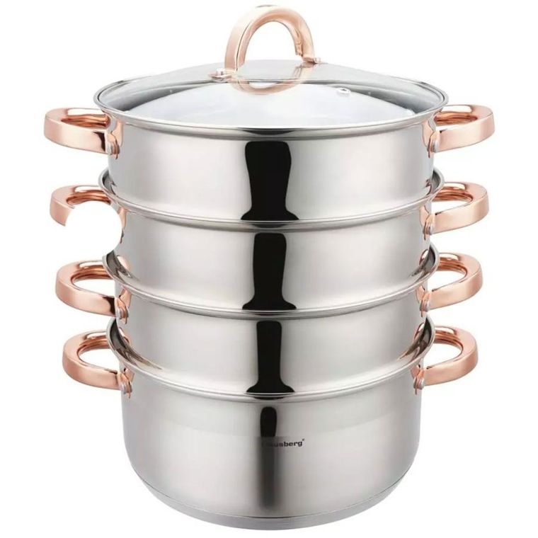 Klausberg, garnek na parę, rose gold, 24 cm, 5 elementów