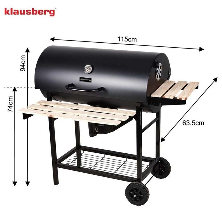 Klausberg, grill węglowy na kółkach z półkami, kb-9033