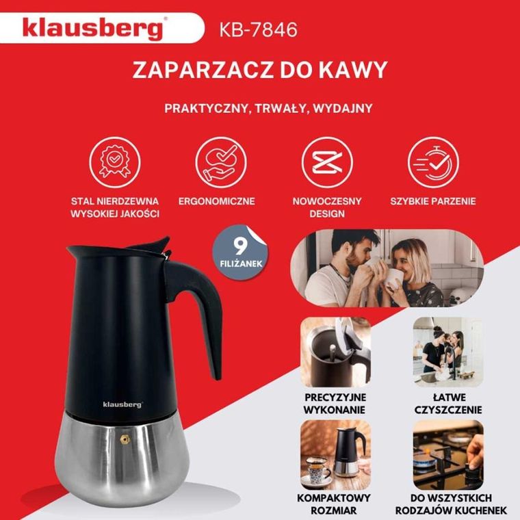 Klausberg, kawiarka, zaparzacz do kawy, indukcja, 450 ml, kb-7846