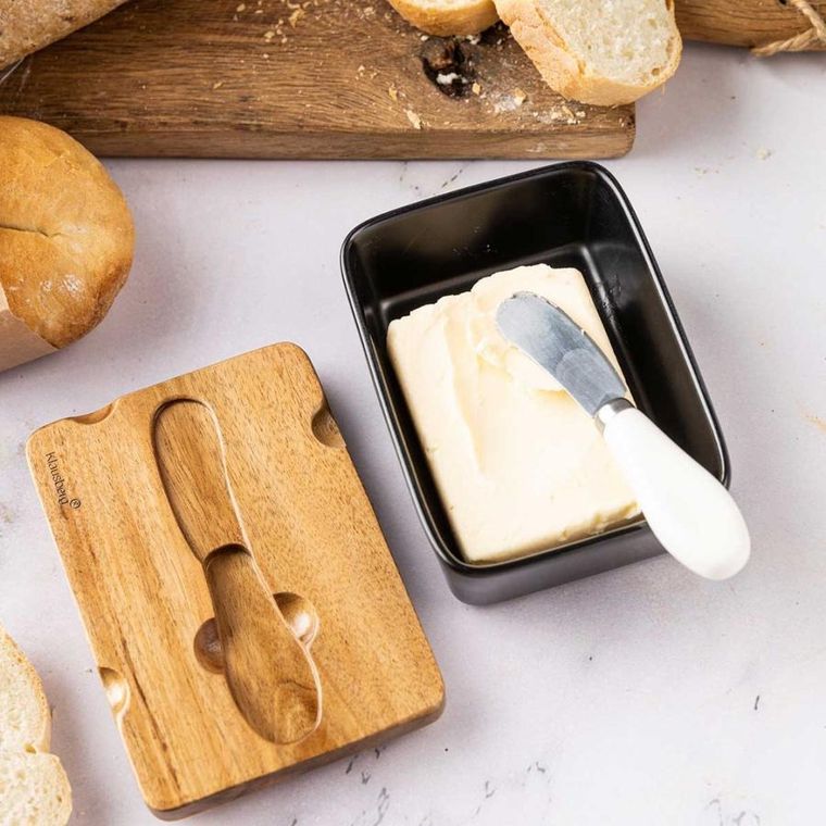 Klausberg, maselniczka porcelanowa z nożykiem, czarna