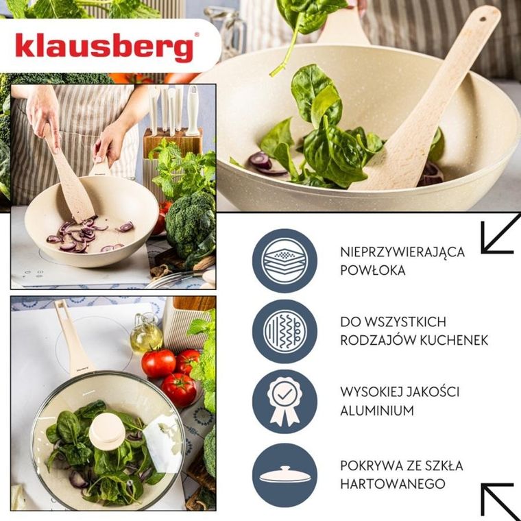 Klausberg, patelnia głęboka, marmurkowa, z pokrywą, 28cm, kb-7991