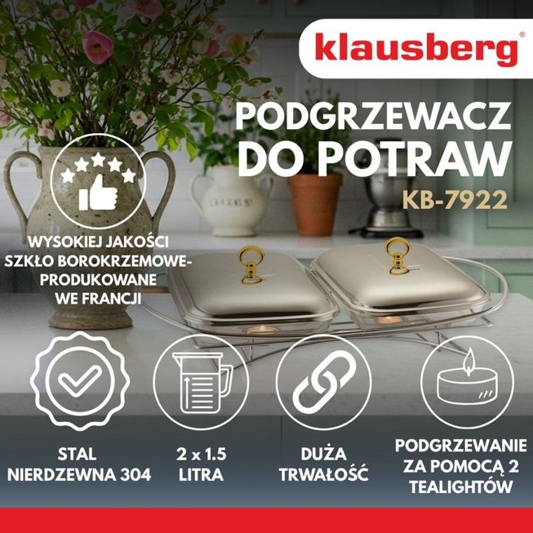 Klausberg, podgrzewacz żaroodporny, stołowy, 2-1,5l, KB-7922