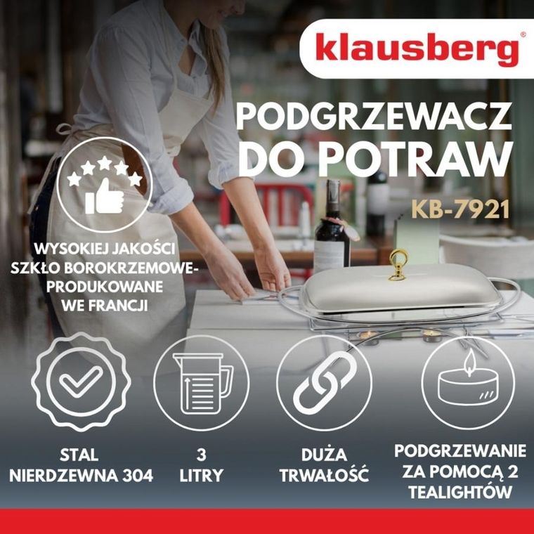 Klausberg, podgrzewacz żaroodporny, stołowy, 3l, KB-7921