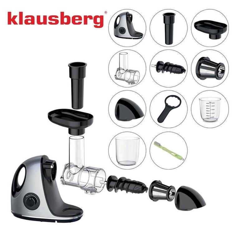 Klausberg, sokowirówka, wyciskarka wolnoobrotowa, srebrna, KB-7863