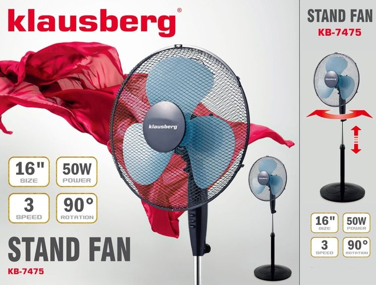 Klausberg, wentylator stojący podłogowy 40 cm, 50w
