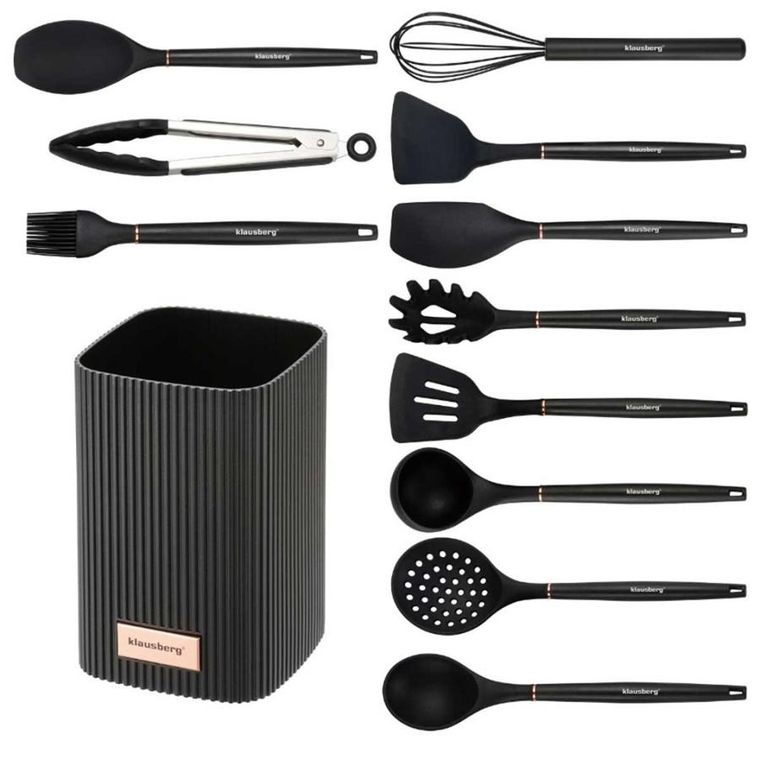 Klausberg, zestaw 12 silikonowych przyborów kuchennych w stojaku, kb-9011