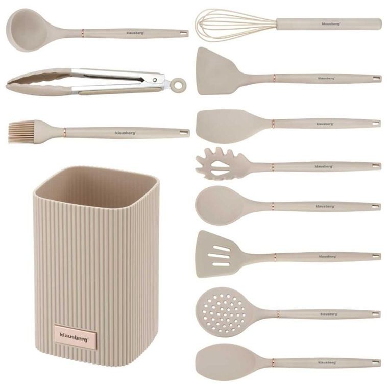 Klausberg, zestaw 12 silikonowych przyborów kuchennych w stojaku, kb-9012