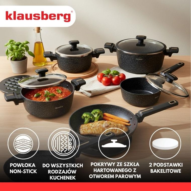 Klausberg, zestaw garnków marmurkowych, 12 elementów, kb-7966