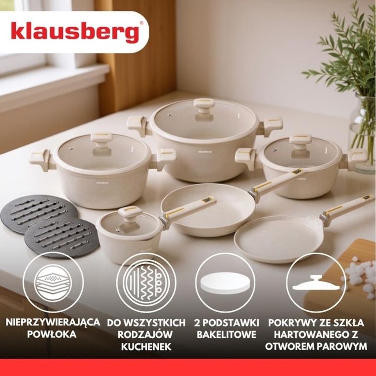 Klausberg, zestaw garnków marmurkowych, 12 elementów, kb-7967