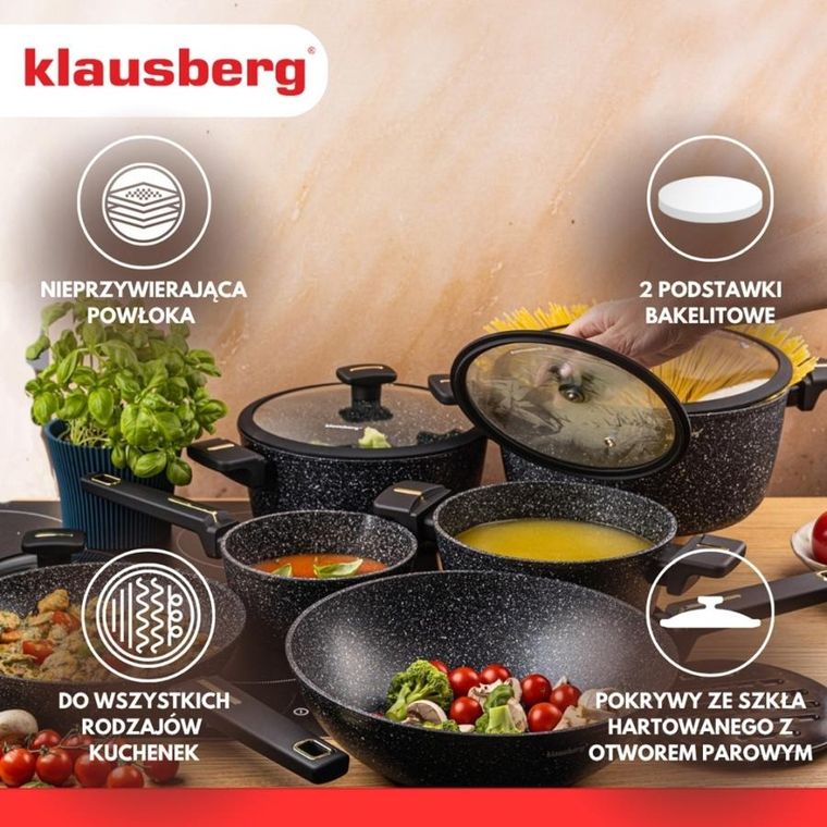 Klausberg, zestaw garnków marmurkowych, 12 elementów, kb-7968