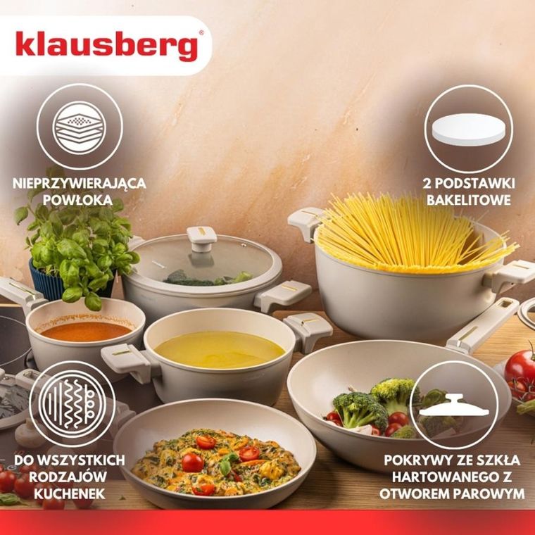 Klausberg, zestaw garnków marmurkowych, 12 elementów, kb-7969