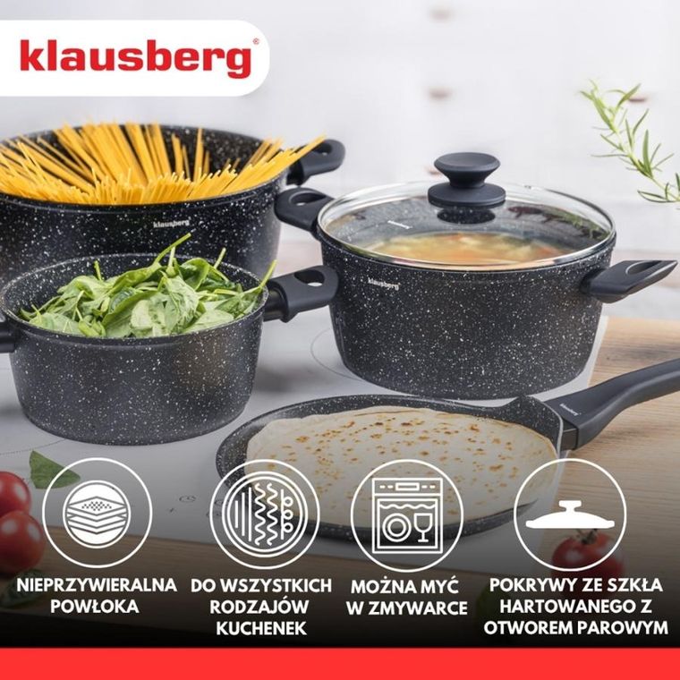 Klausberg, zestaw garnków marmurkowych, 7 elementów, kb-7962