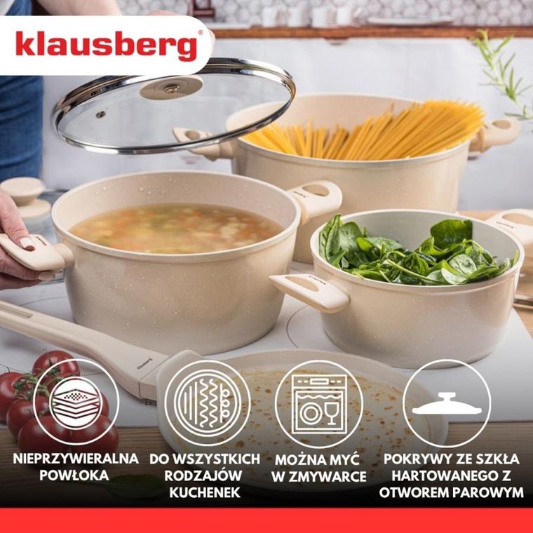 Klausberg, zestaw garnków marmurkowych, 7 elementów, kb-7963